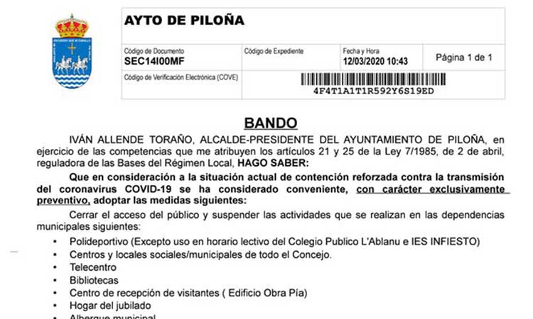 Coronavirus COVID-19 Piloña